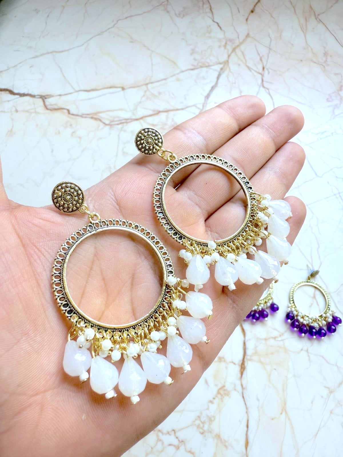 earring / Jhumka bezel diamond cut