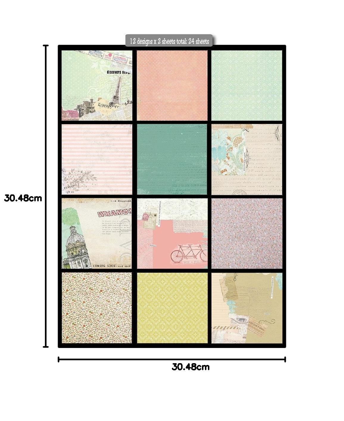 Paper Pack for Art & Craft 12 X 12 Inch - Eiffel Tower