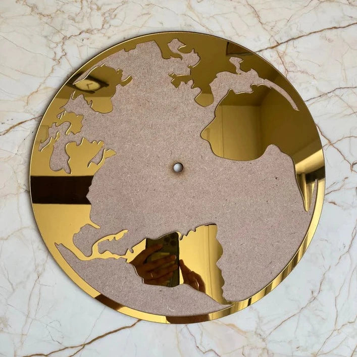 Designer World Map Acrylic Roman Ring with Base (Destash)