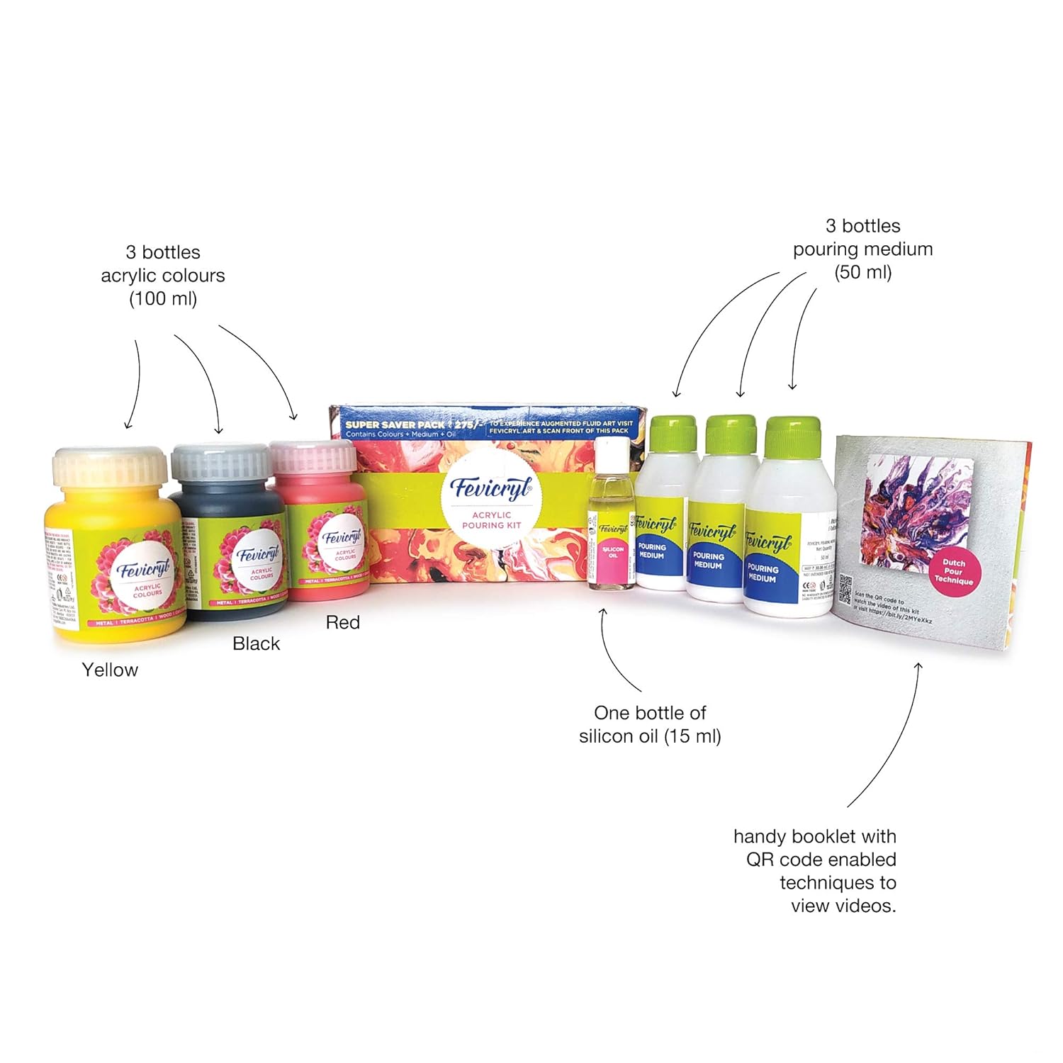Fevicryl Acrylic Pouring Kit.[3x 100ml]