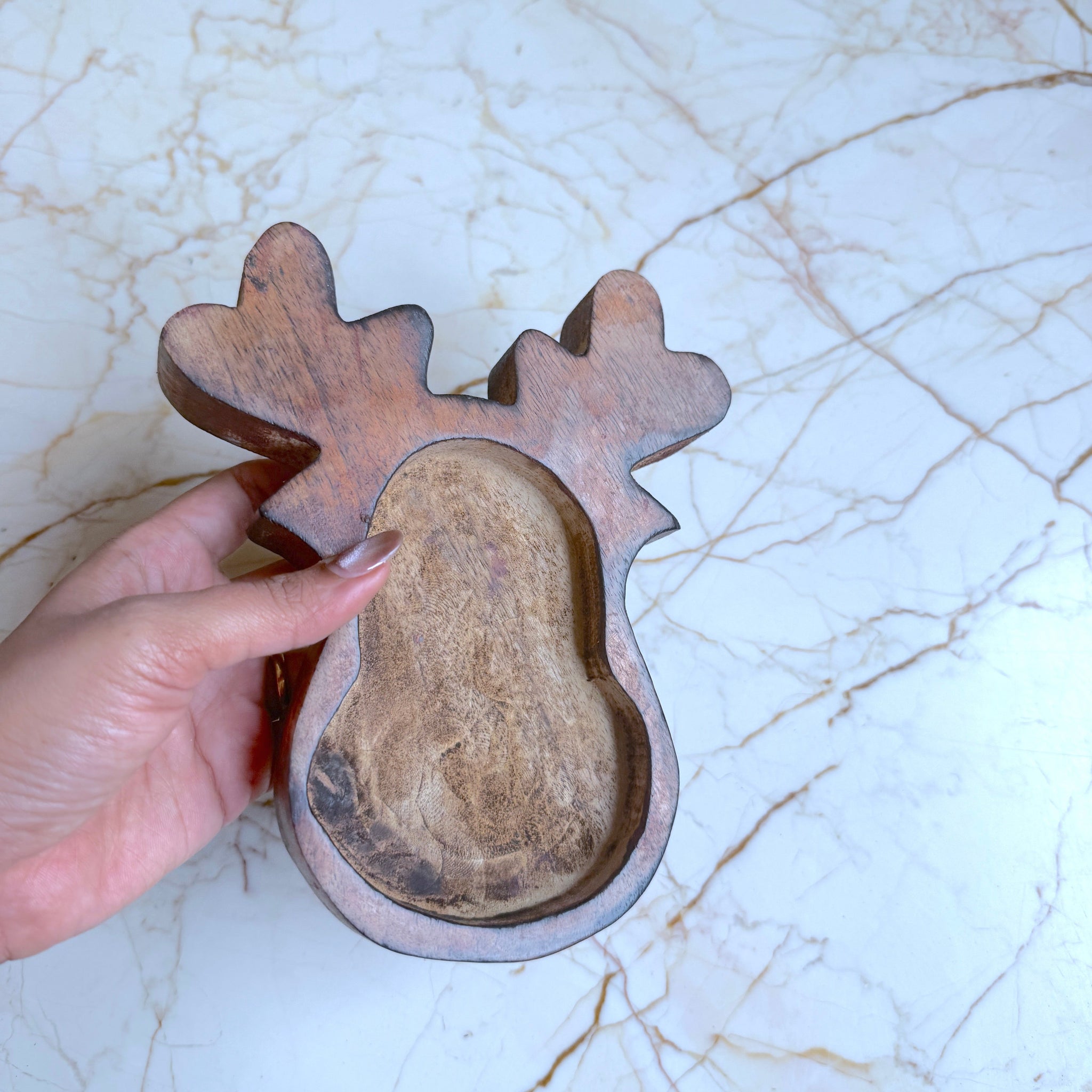 Wooden Bowl for Candles - Christmas Reindeer