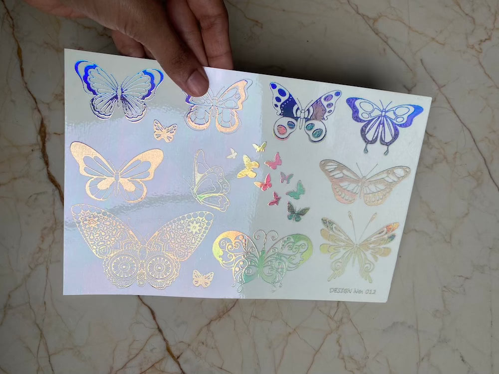 Holographic Butterfly Embossed Sticker Sheet - A5
