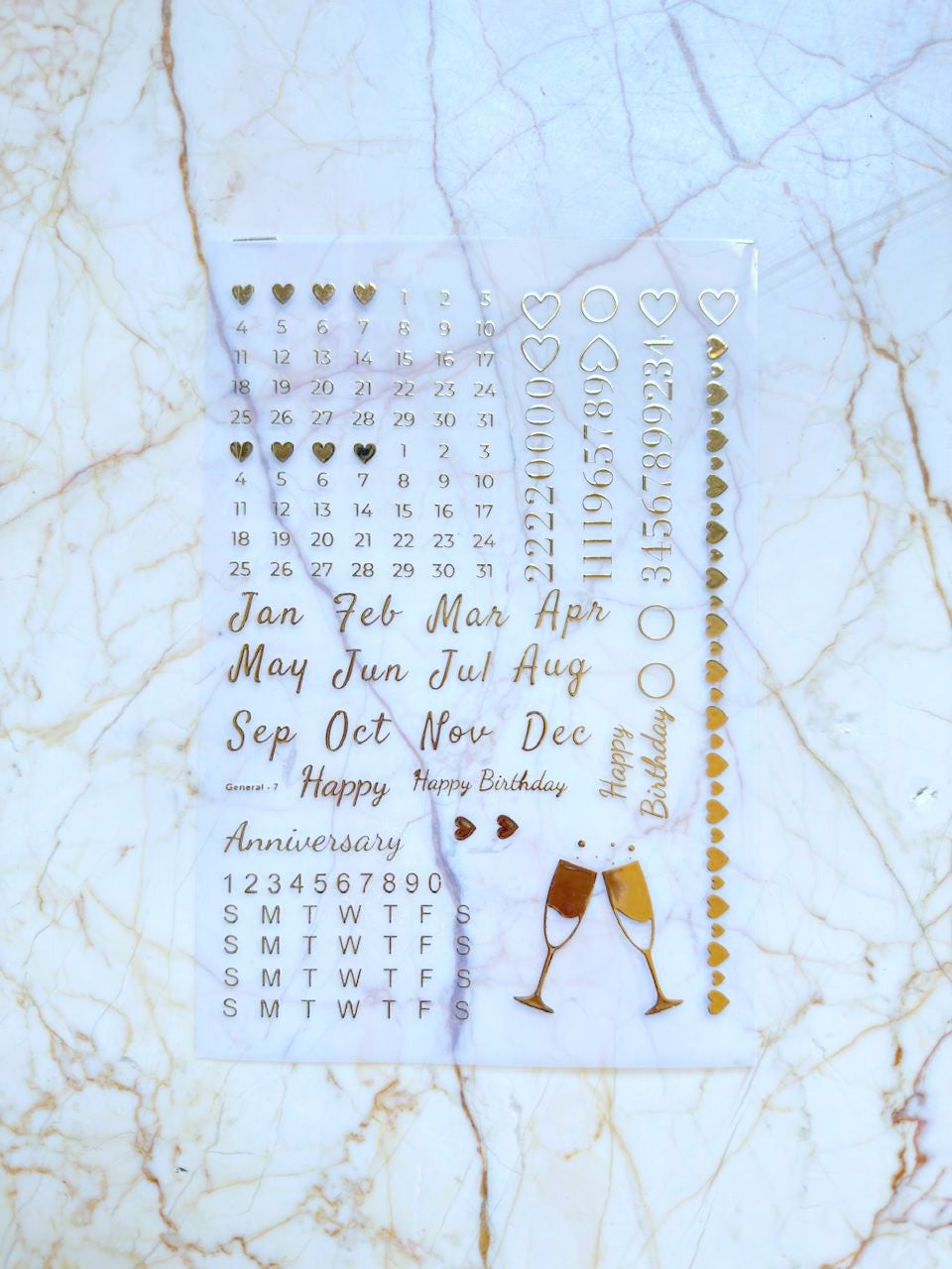 Metallic insert sticker sheet - Calendar