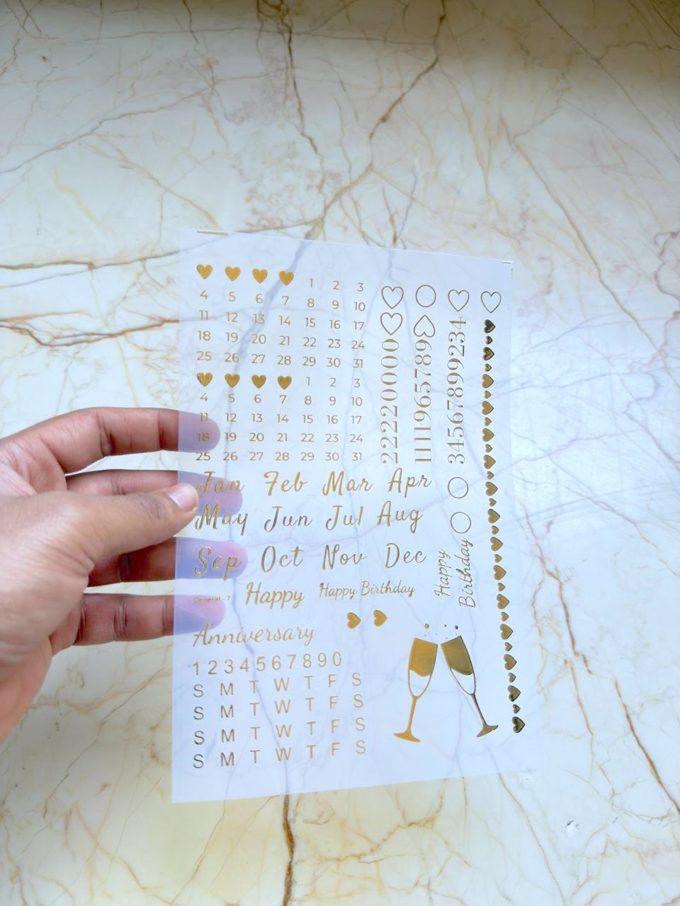 Metallic insert sticker sheet - Calendar