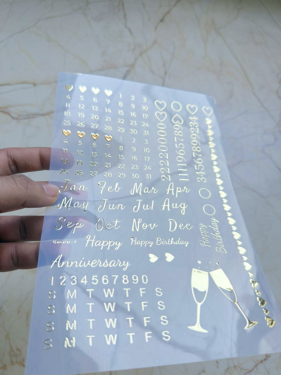 Metallic insert sticker sheet - Calendar
