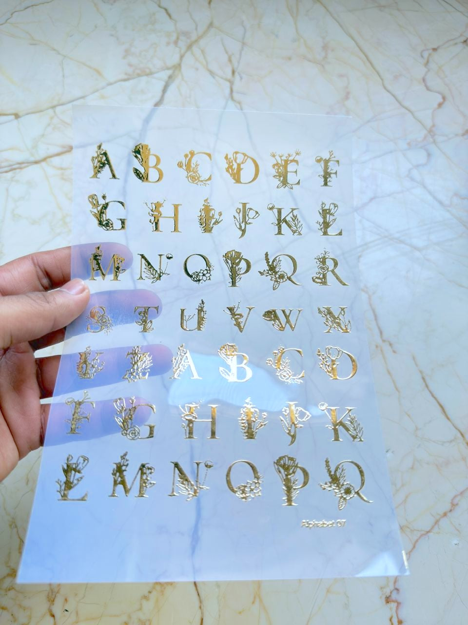 Metallic insert sticker sheet - Alphabet
