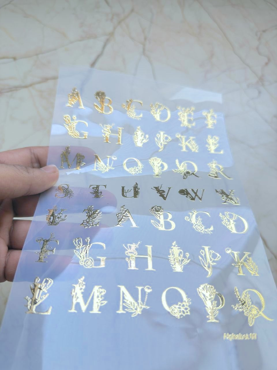 Metallic insert sticker sheet - Alphabet
