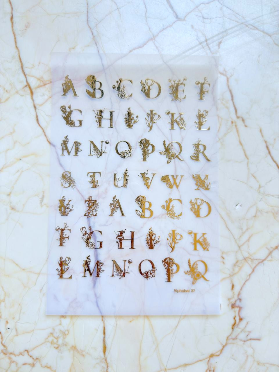 Metallic insert sticker sheet - Alphabet