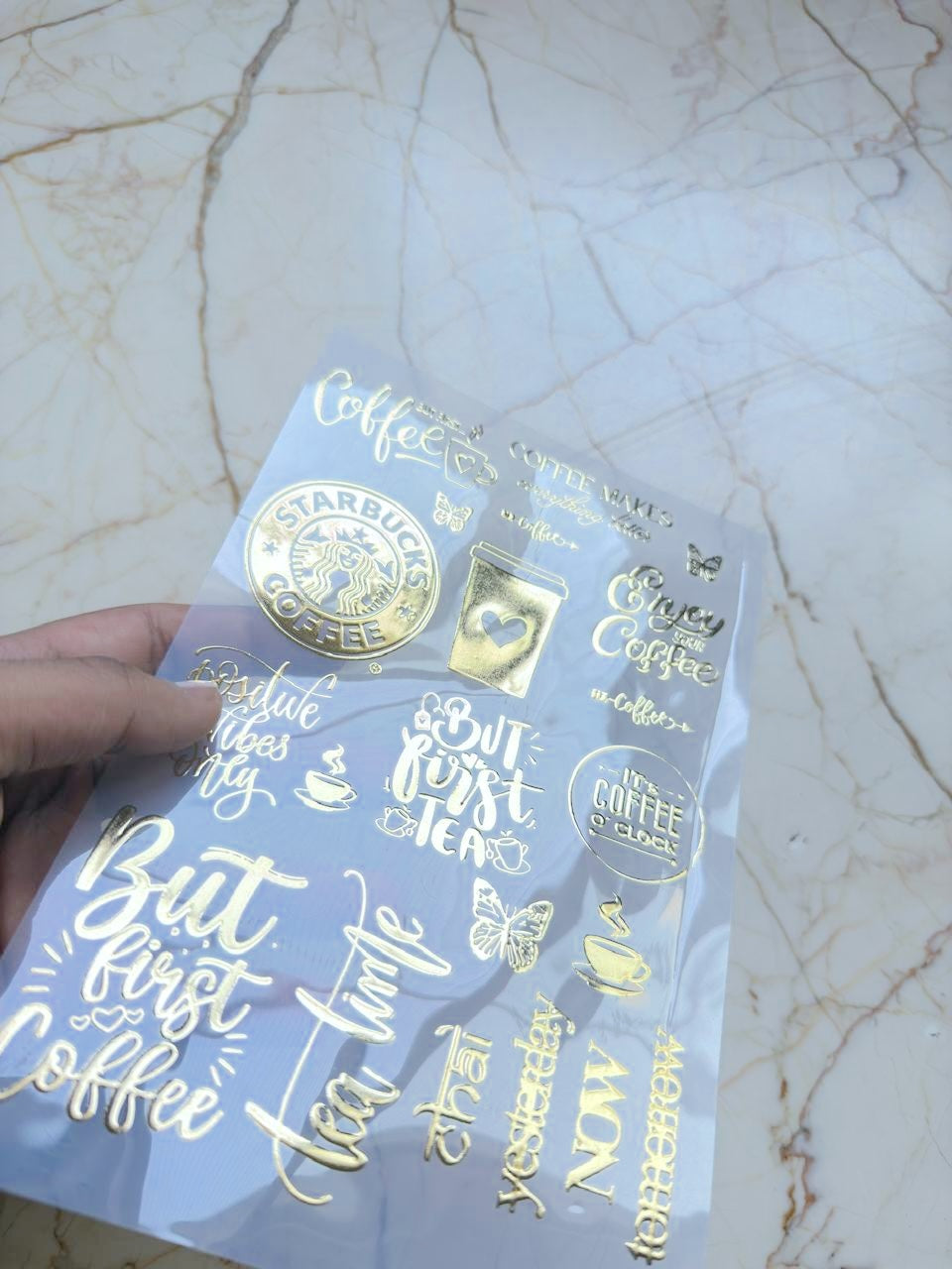 Metallic insert sticker sheet - Coffee