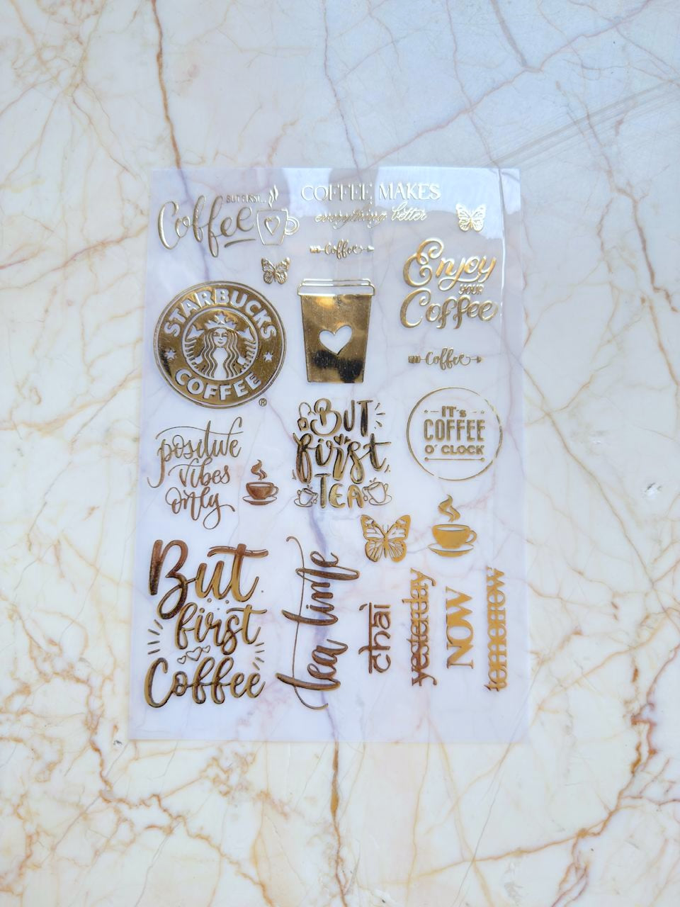 Metallic insert sticker sheet - Coffee