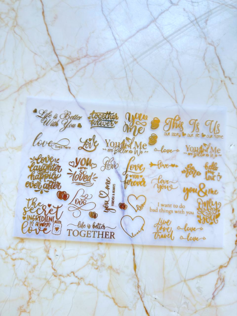Metallic insert sticker sheet - Love