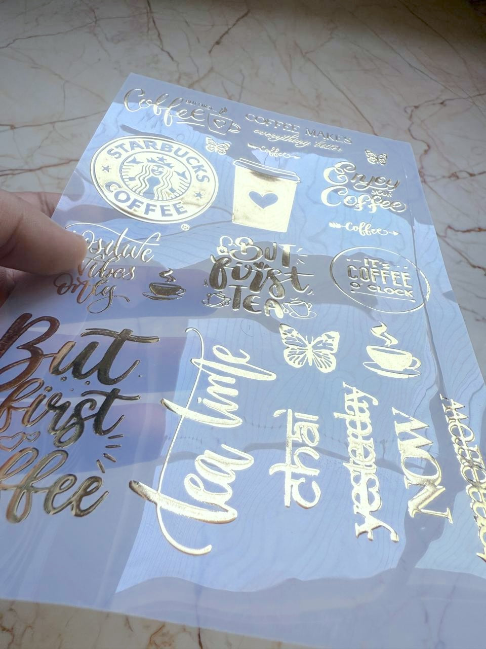 Metallic insert sticker sheet - Coffee