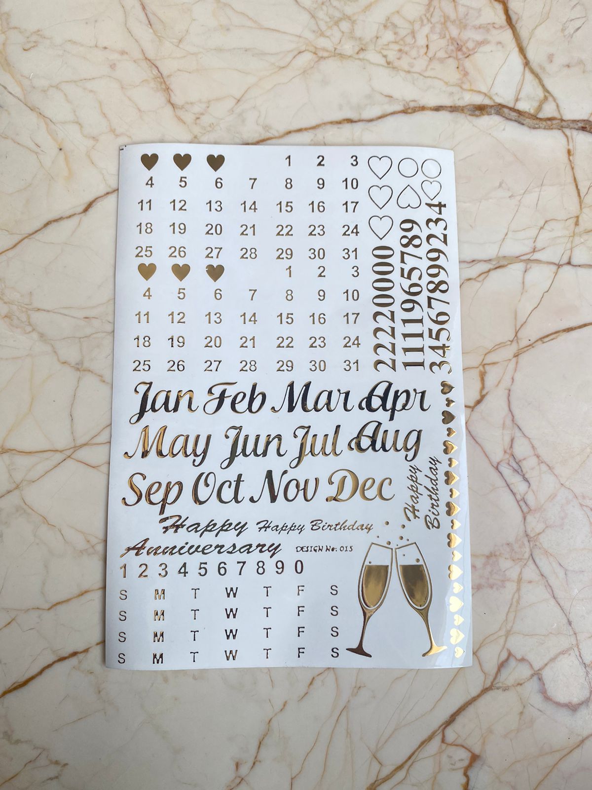 Calander Sticker Sheets A5 Embossed calendar sticker Sheet