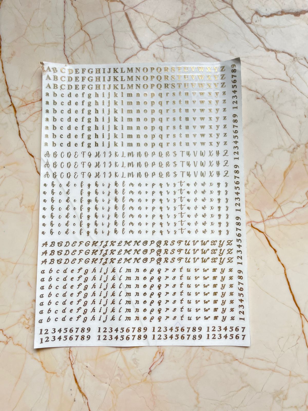 A4 Small Alphabet Metallic Sticker Sheet