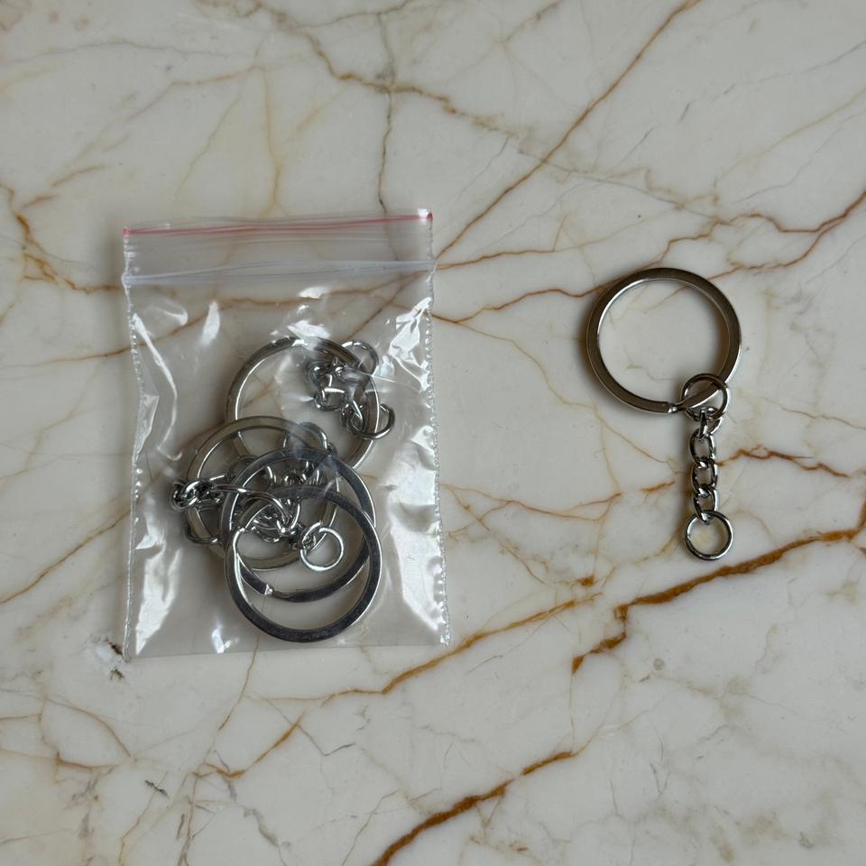 Silver Keychain ring Set with connector