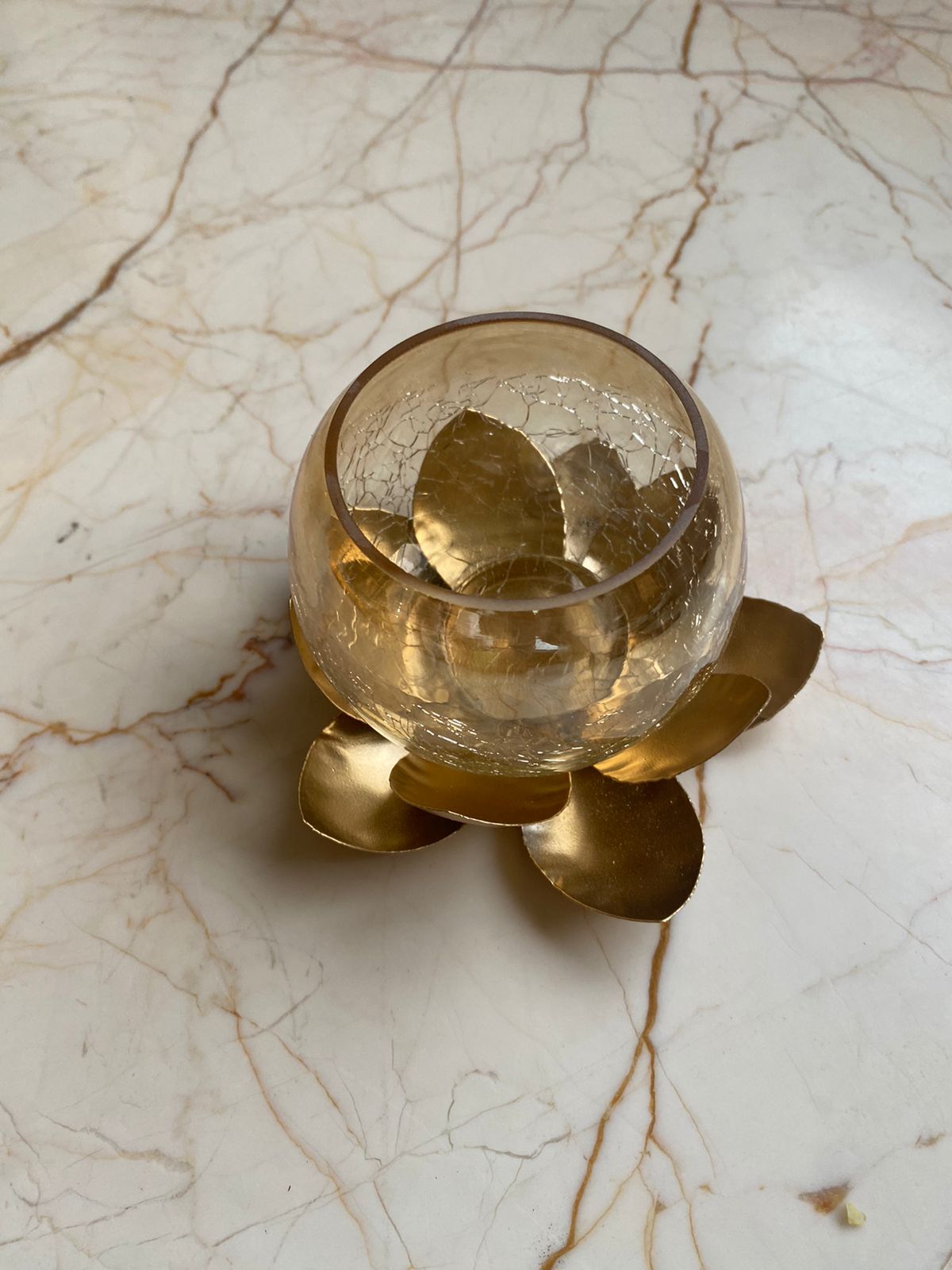 Glass Tea light holder with lotus stand