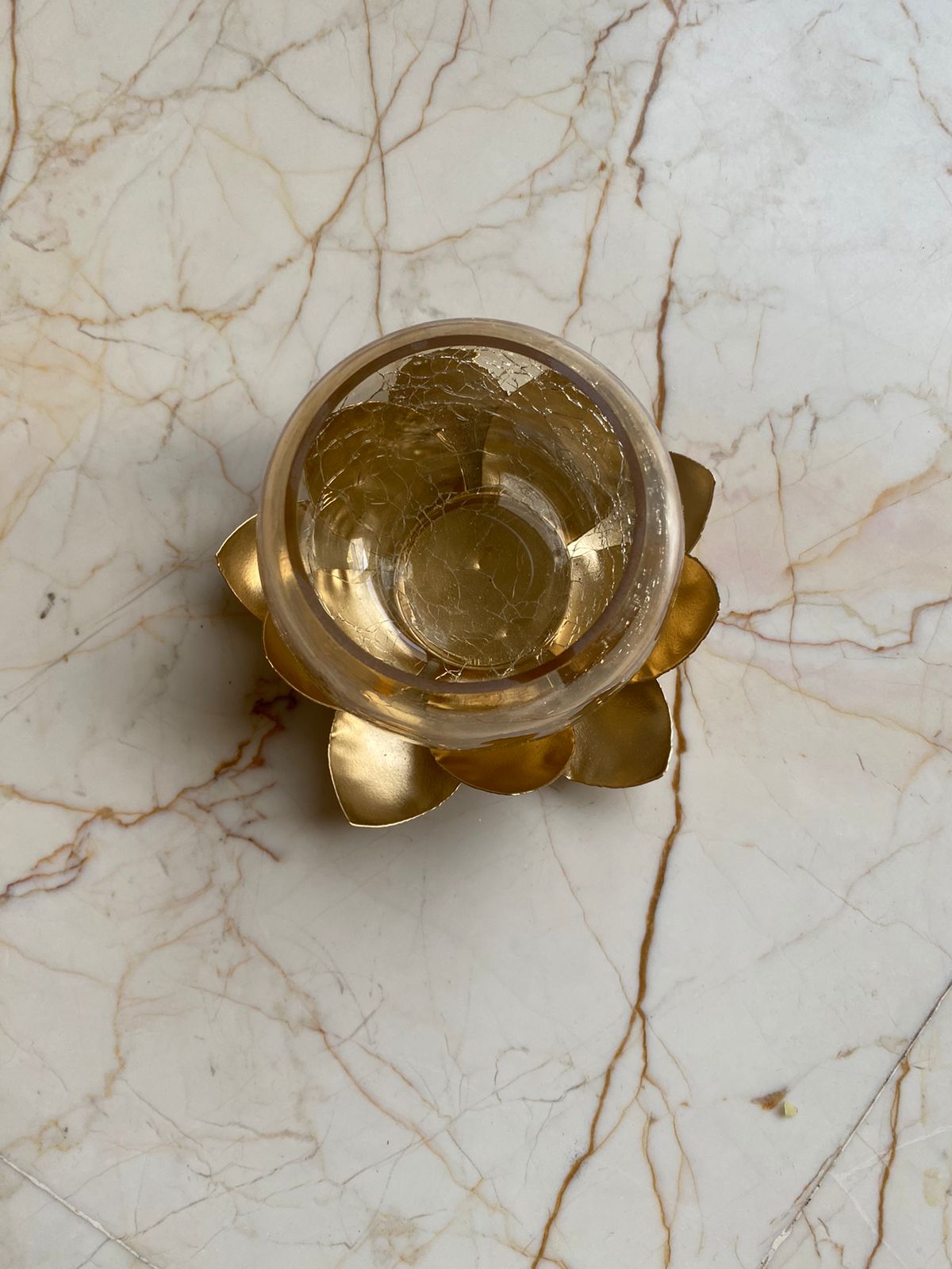 Glass Tea light holder with lotus stand