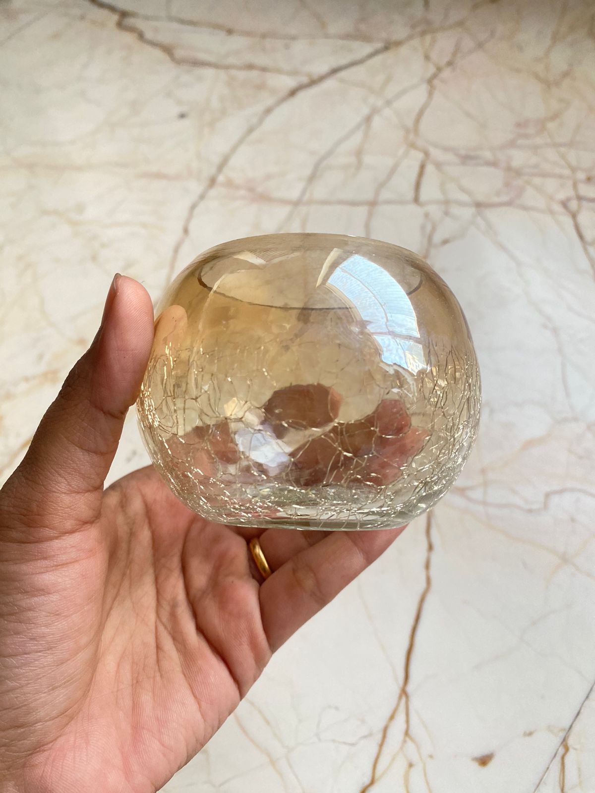 Glass Tea light holder with lotus stand