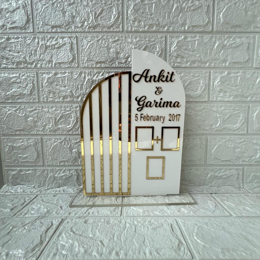 Designer Couple Finger Print Acrylic Frame with Stand