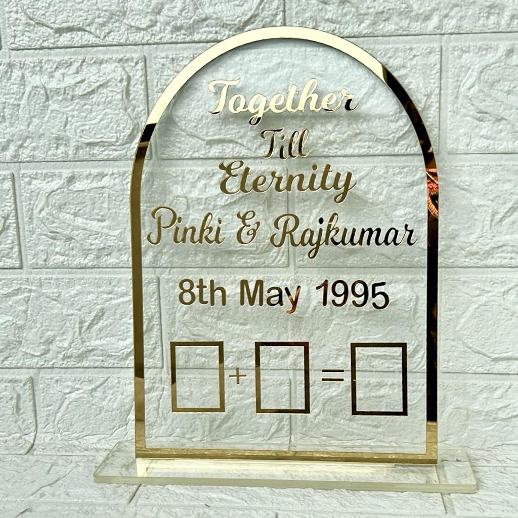Dome Couple Finger Print Acrylic Frame with Stand