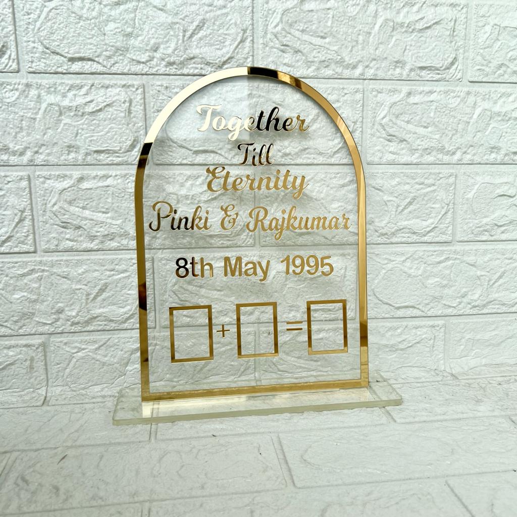 Dome Couple Finger Print Acrylic Frame with Stand