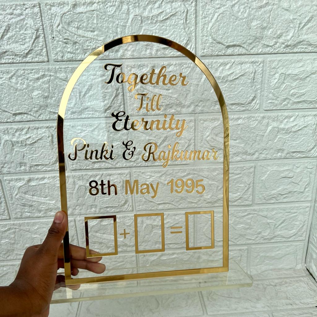 Dome Couple Finger Print Acrylic Frame with Stand