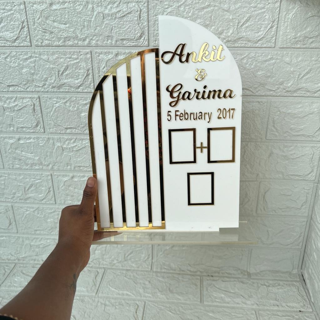 Designer Couple Finger Print Acrylic Frame with Stand