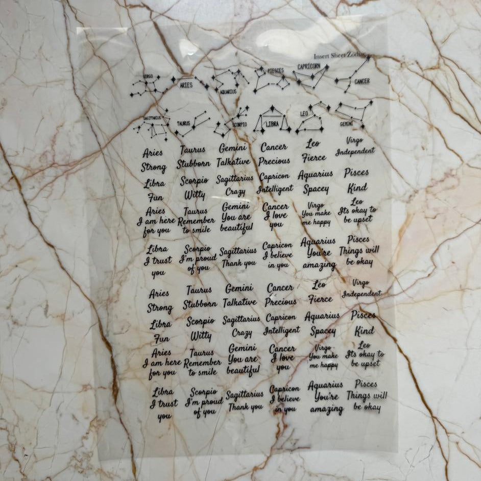 A4  Zodiac Name Insert  Sheet