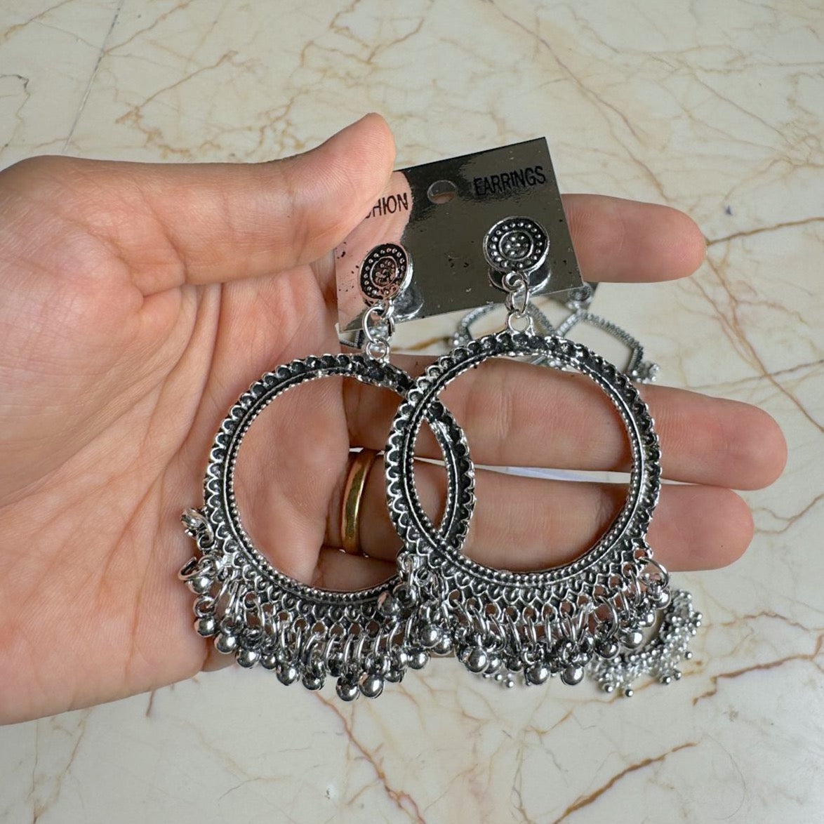 Silver Jhumka Bezel