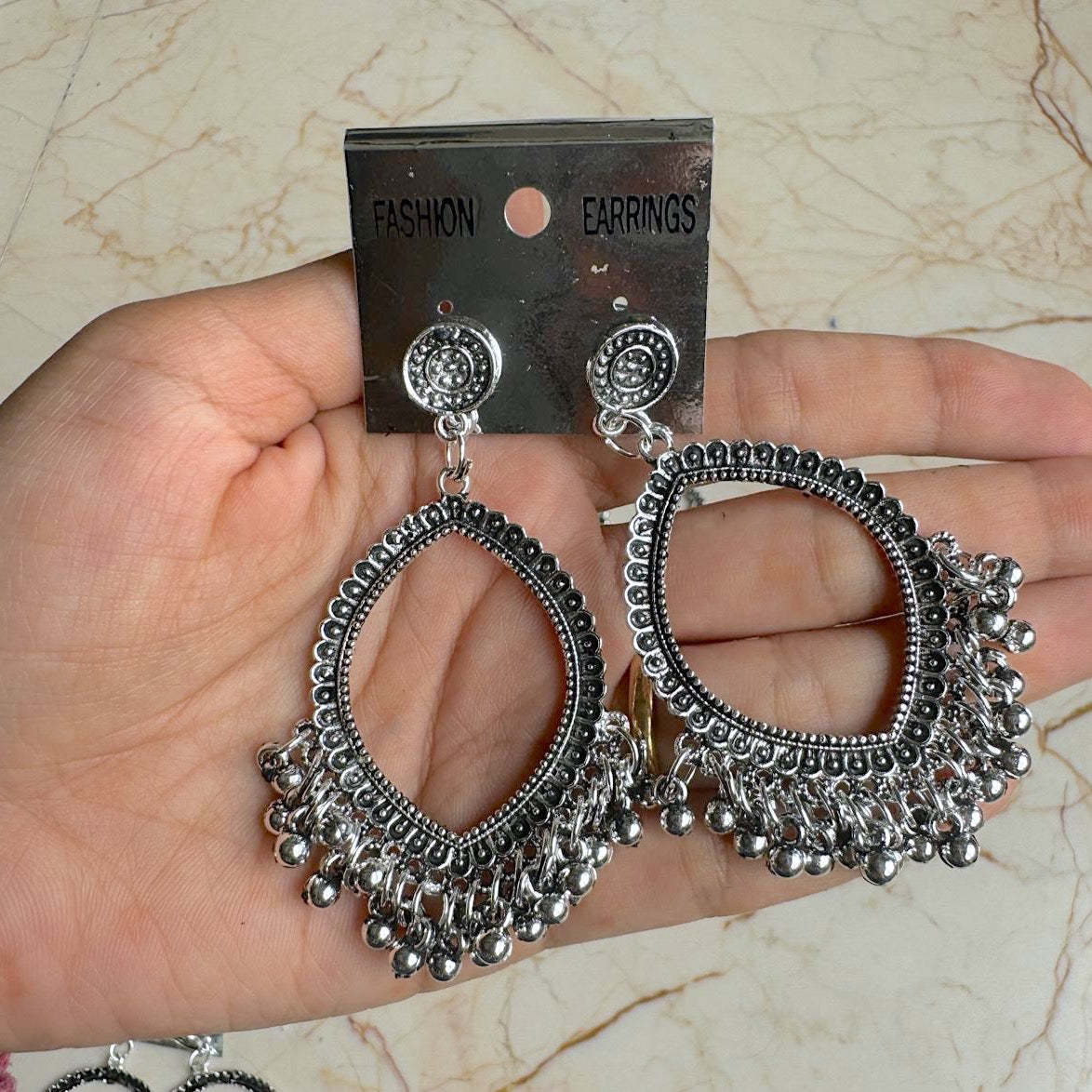 Silver Jhumka Bezel