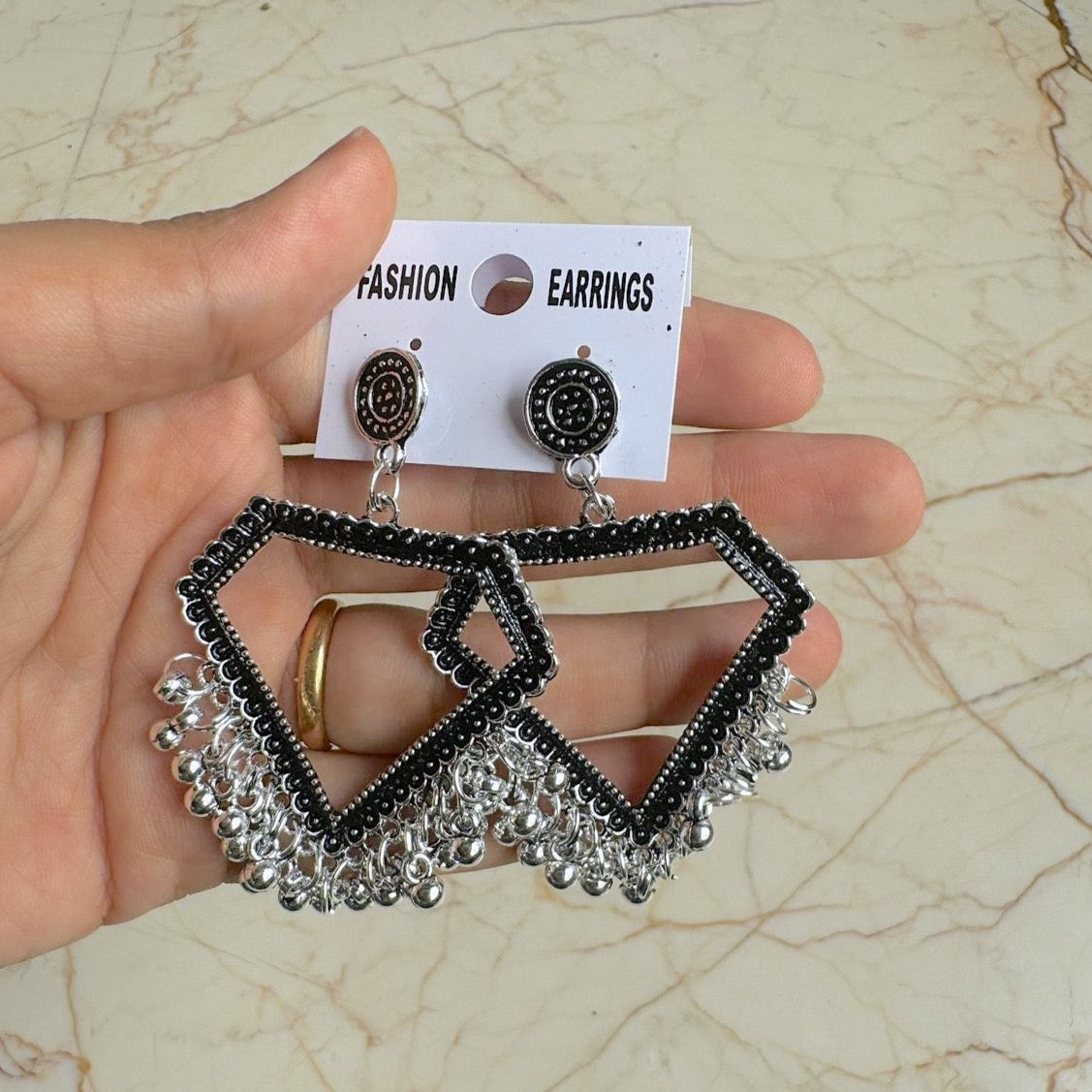 Silver Jhumka Bezel