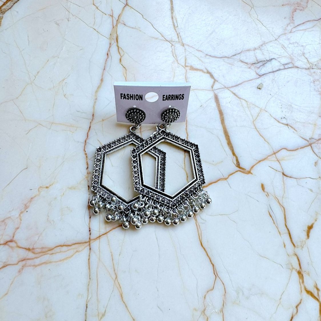 Silver Earring Bezel - Hexagon (A)