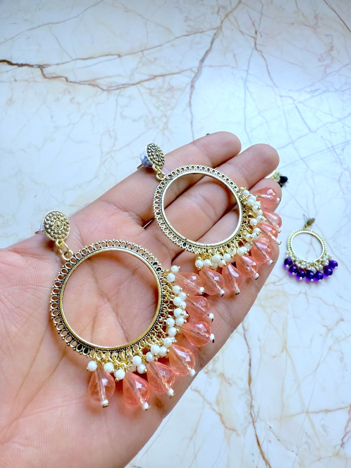 earring / Jhumka bezel diamond cut