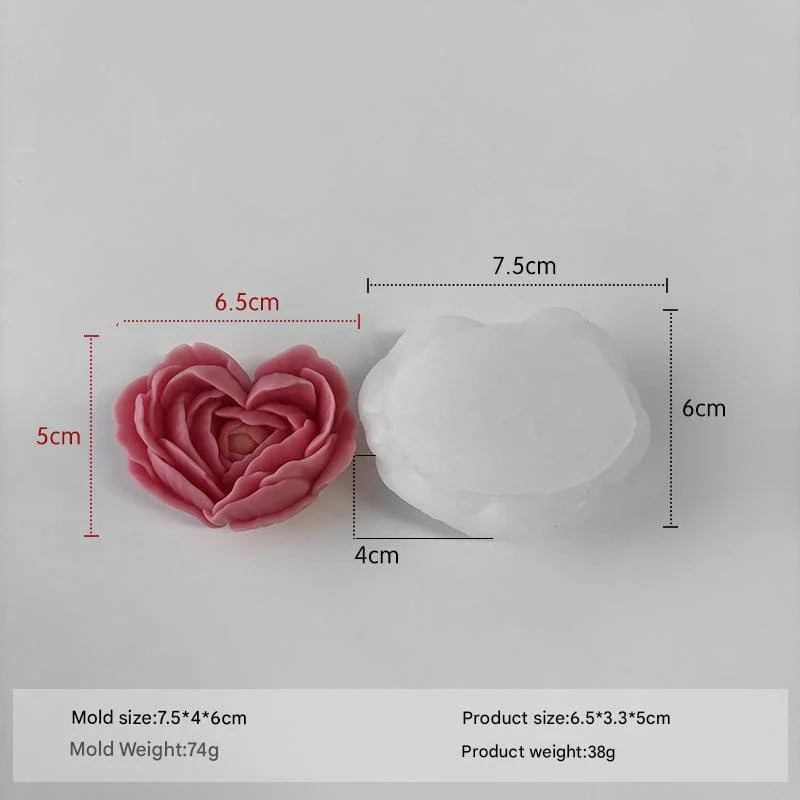Small 3D Flower Heart Candle