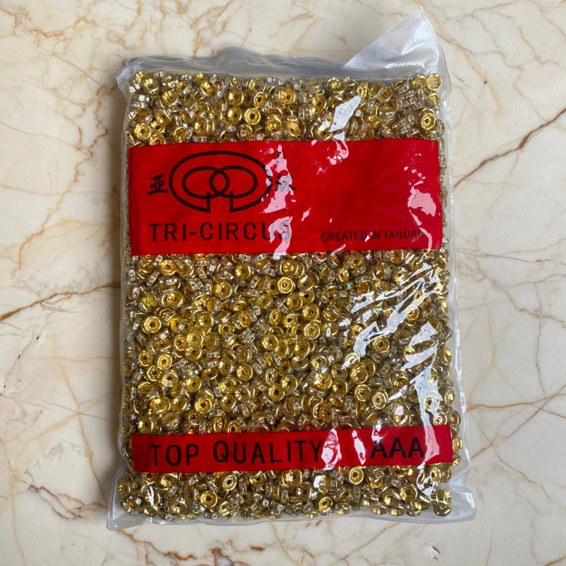 Gold Beads with silver diamonds - BULK PACK