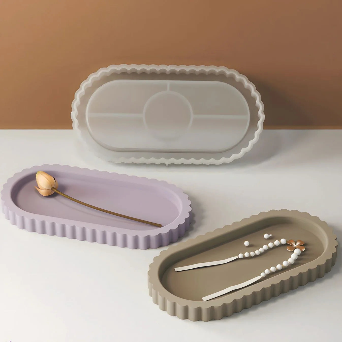 Ribbed Oval Trinket Tray Mould