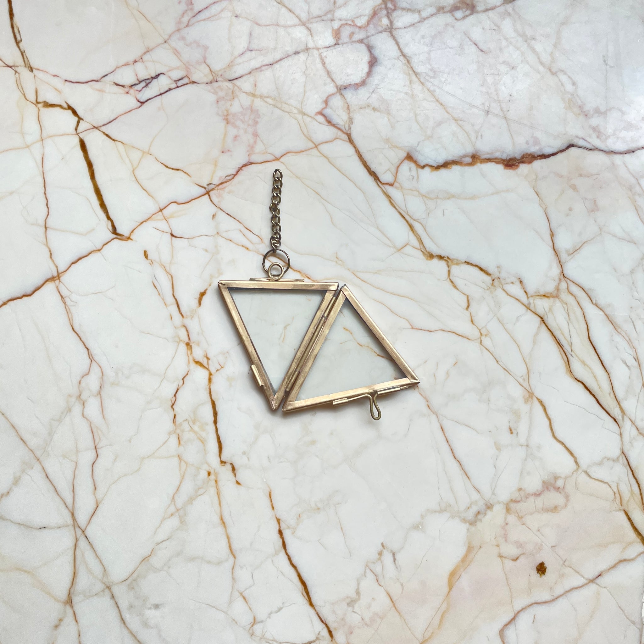 Triangular Keychain 2 inch triangle Keychain Vintage Frame