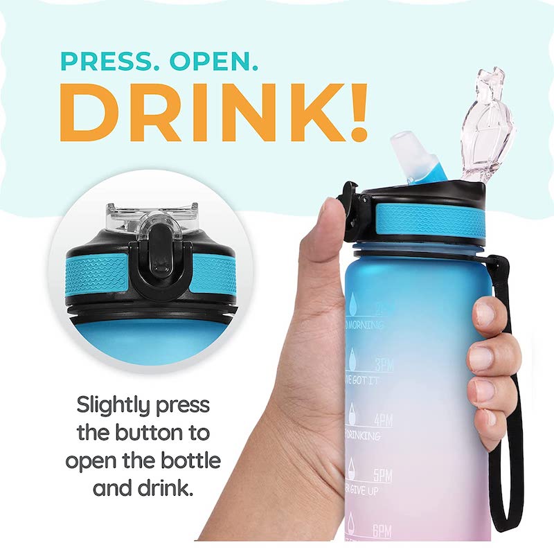 Motivational Water Bottle 1000 ml - Free Shipping