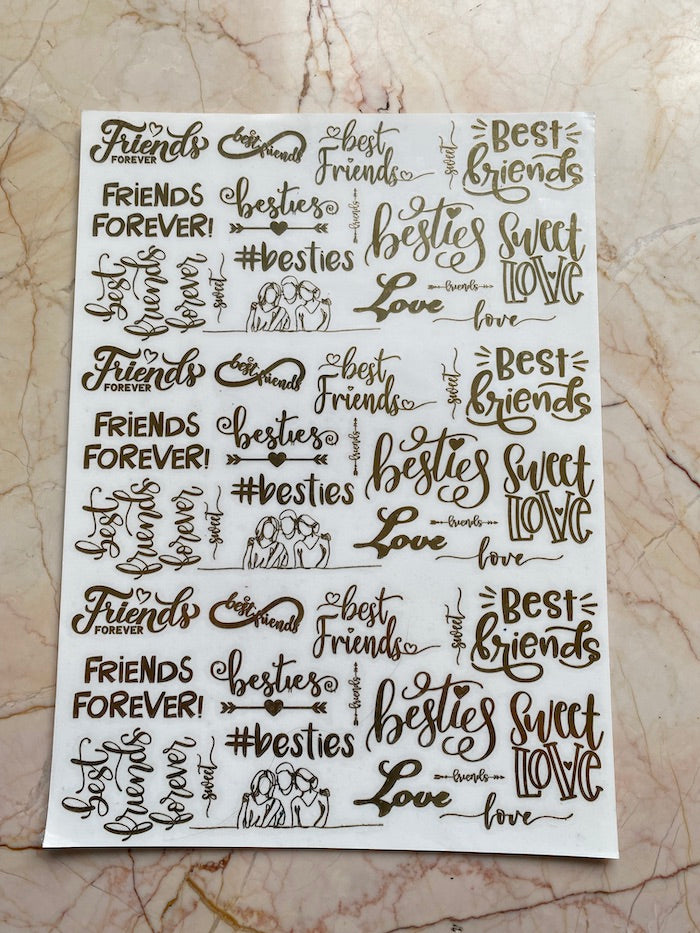 A4 Best friends Metallic Sticker Sheet