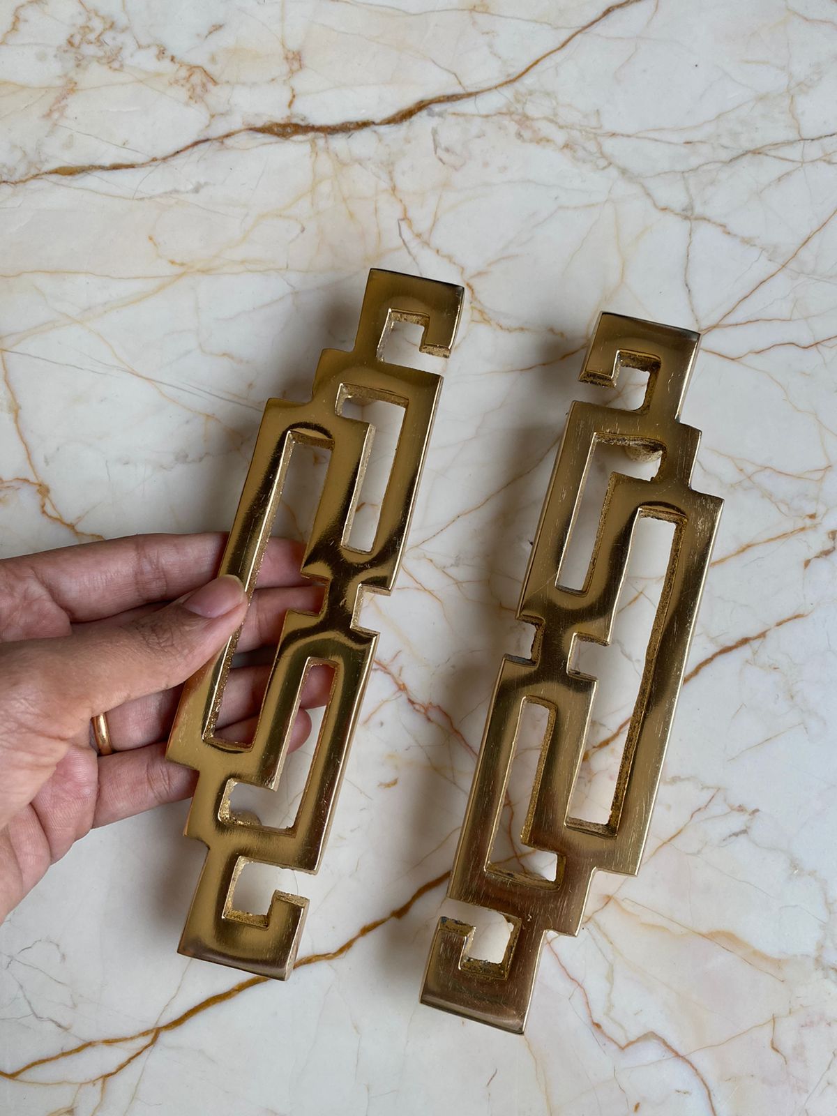Classic Heavy Metal Tray Handle Golden