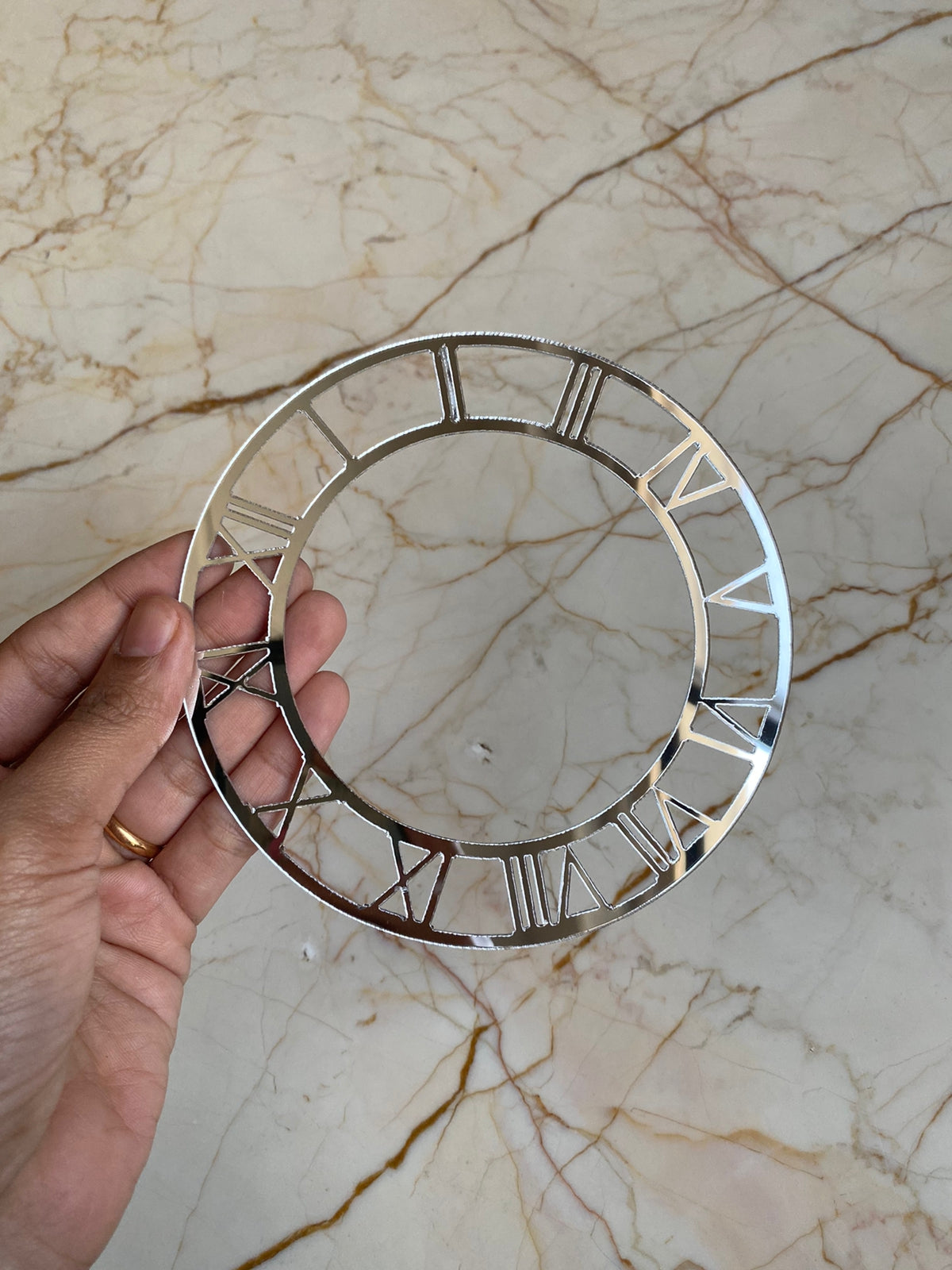 Decimal Clock Rings Silver Acrylic roman clock number Ring