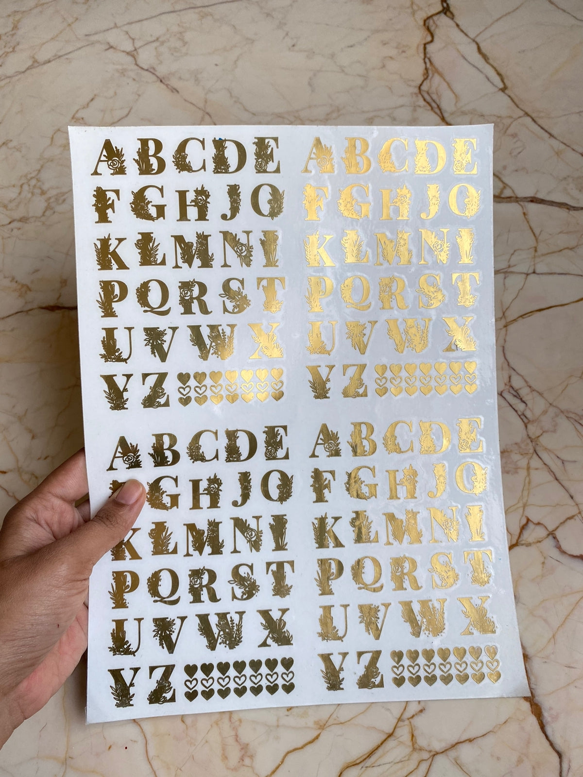 A4 Alphabet Metallic Sticker Sheet