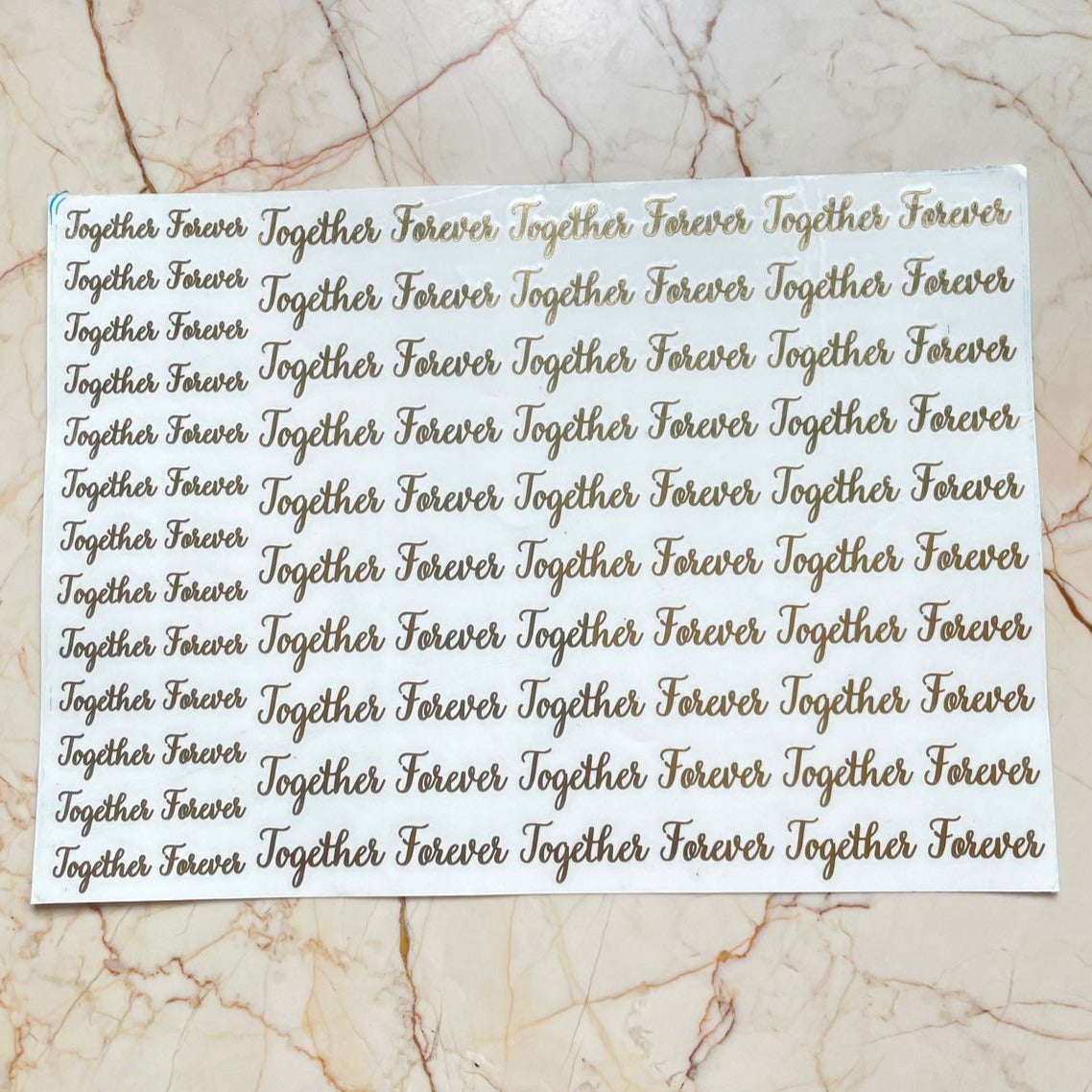 A4 Together Forever metallic sticker sheet