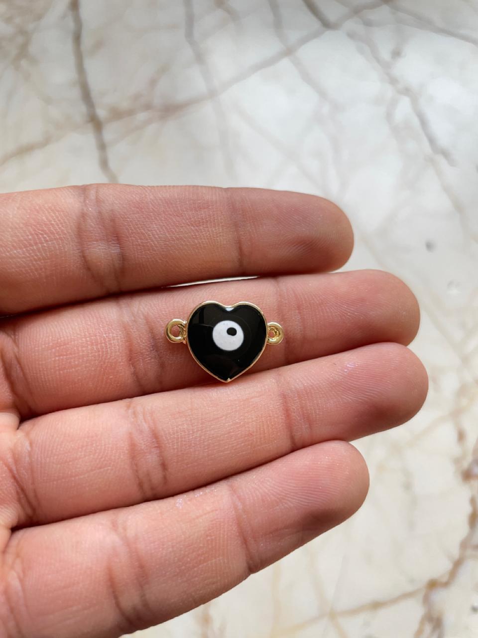Heart Evil Eye Charm -  Black
